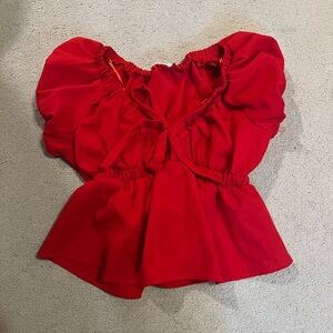 Sienna Sky Red Peplum Puff-Sleeve Top